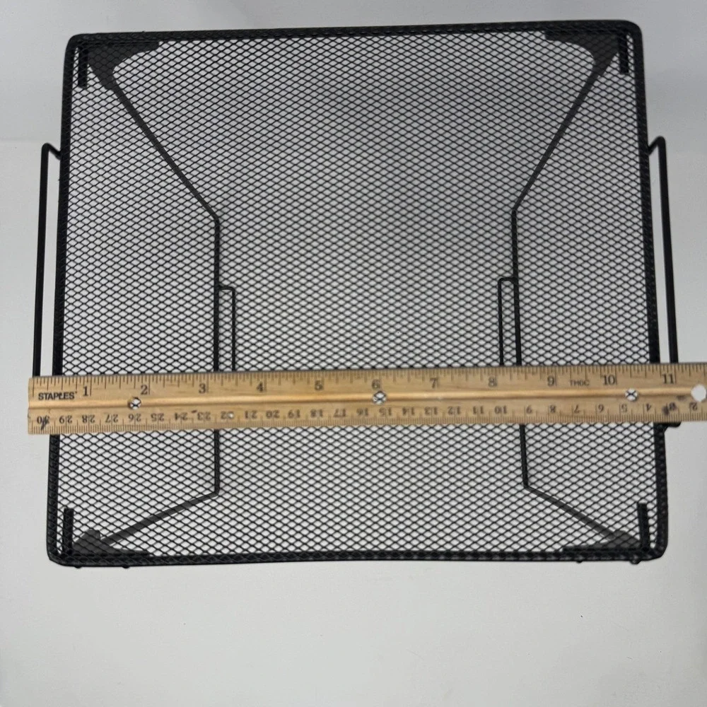 Black Metal Mesh Collapsible Locker Shelf Folding Storage Organizer 12 Inch Tall